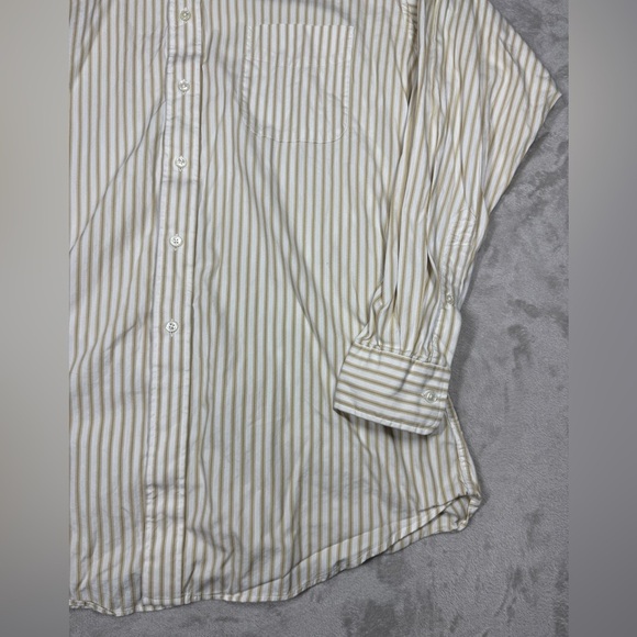 Chaps Ralph Lauren Yellow White Striped Button Down Cotton Dress Shirt 16.5 - Picture 6 of 15
